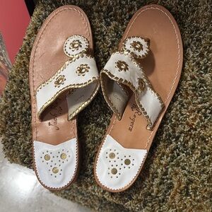 Jack Rogers White and Tan Sandals NWOT